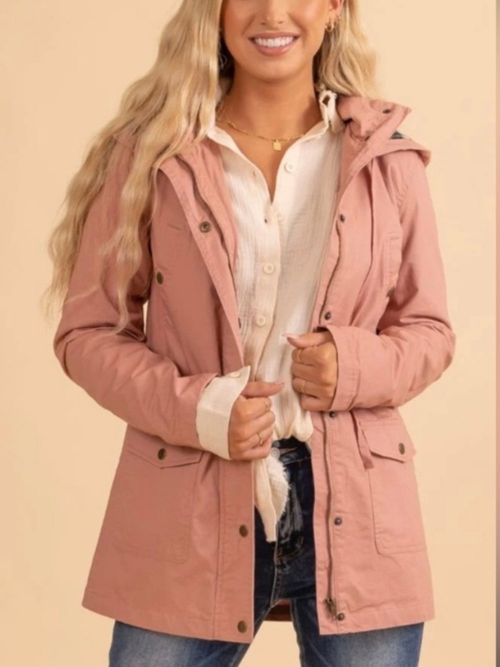 Love Tree Dusty Pink Utility Anorak Jacket
